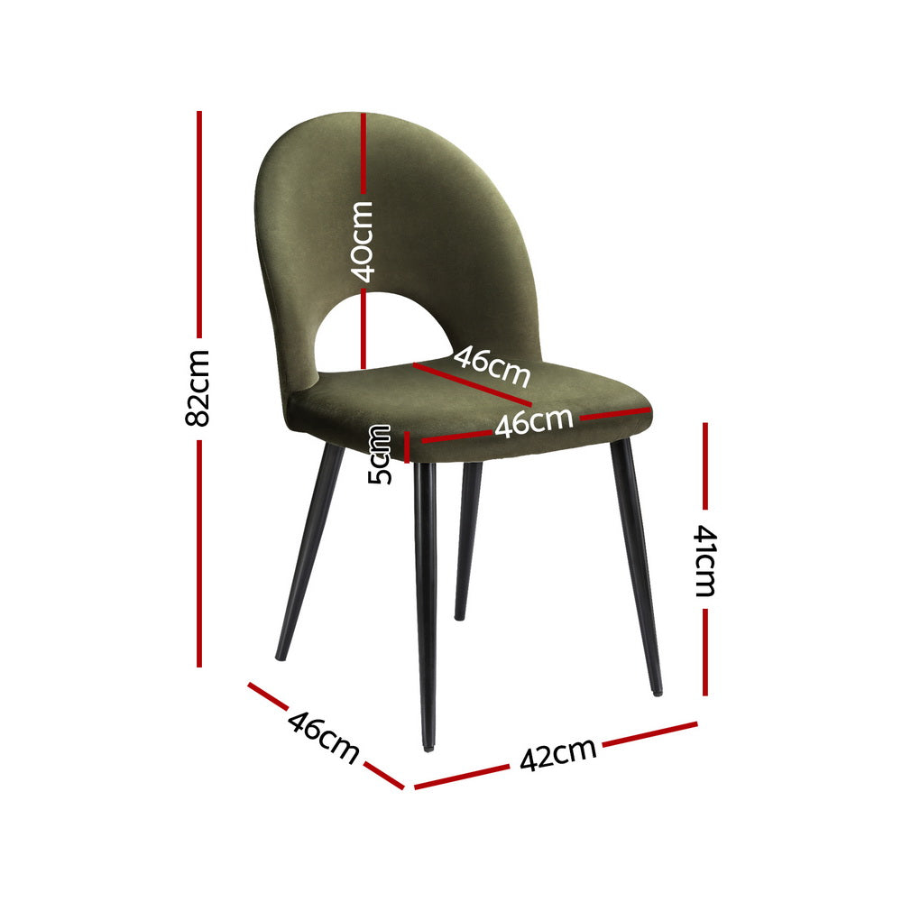 Artiss Velvet Fabric Kitchen Dining Chairs (Set of 4) Olive Green