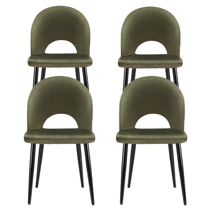 Artiss Velvet Fabric Kitchen Dining Chairs (Set of 4) Olive Green