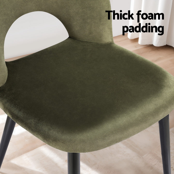 Artiss Velvet Fabric Kitchen Dining Chairs (Set of 4) Olive Green
