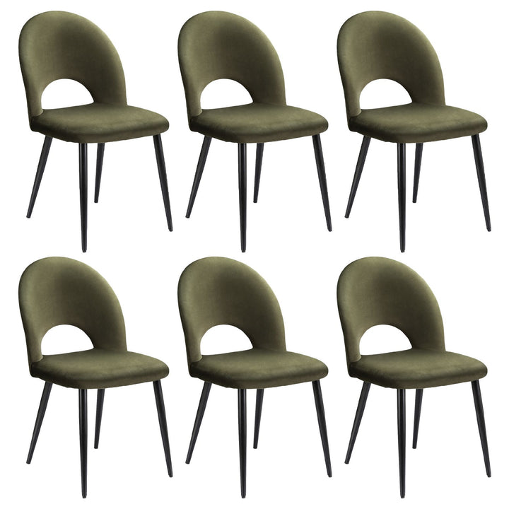 Artiss Velvet Fabric Kitchen Dining Chairs (Set of 6) Olive Green