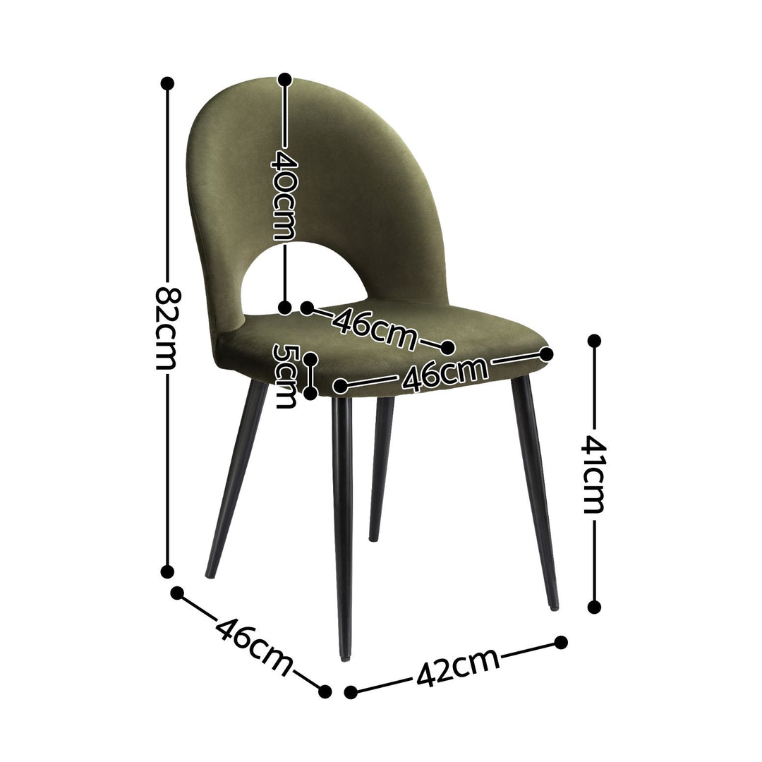 Artiss Velvet Fabric Kitchen Dining Chairs (Set of 6) Olive Green