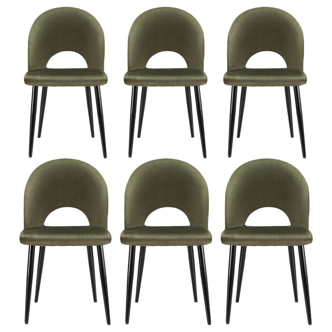 Artiss Velvet Fabric Kitchen Dining Chairs (Set of 6) Olive Green
