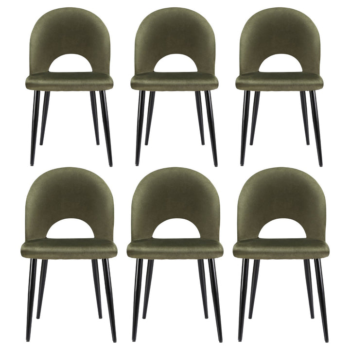Artiss Velvet Fabric Kitchen Dining Chairs (Set of 6) Olive Green