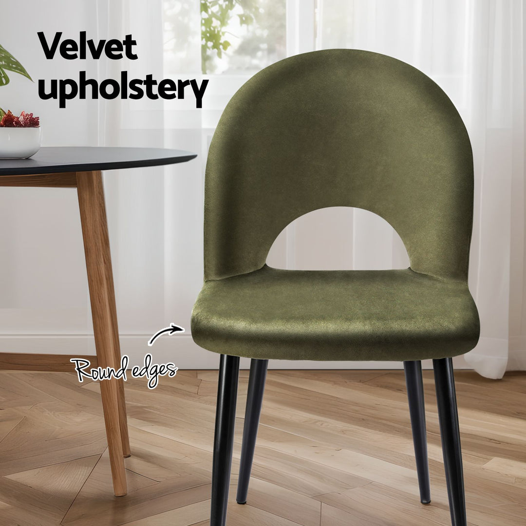 Artiss Velvet Fabric Kitchen Dining Chairs (Set of 6) Olive Green