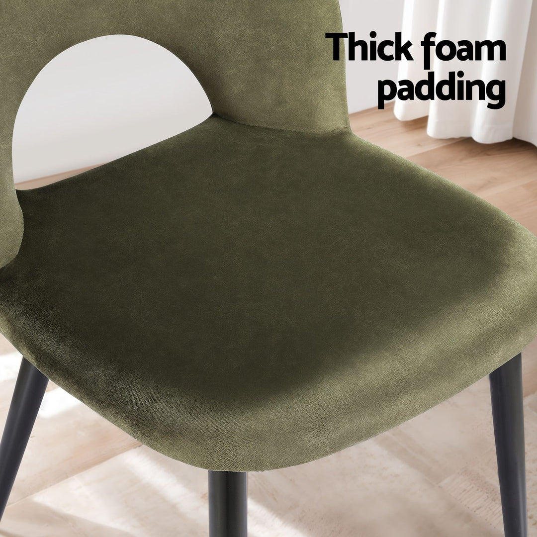 Artiss Velvet Fabric Kitchen Dining Chairs (Set of 6) Olive Green
