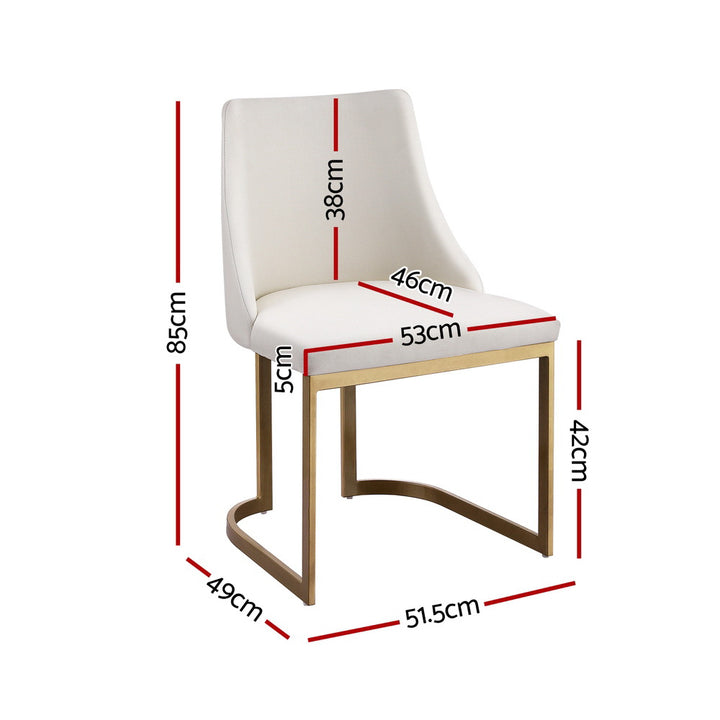 Artiss Linen Fabric Dining Chairs (Set of 2) Cream & Gold