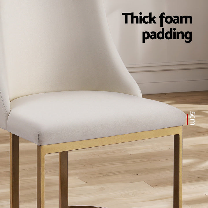 Artiss Linen Fabric Dining Chairs (Set of 2) Cream & Gold