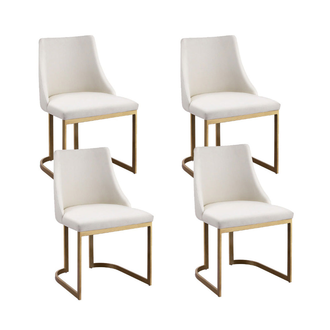 Artiss Linen Fabric Dining Chairs (Set of 4) Cream & Gold