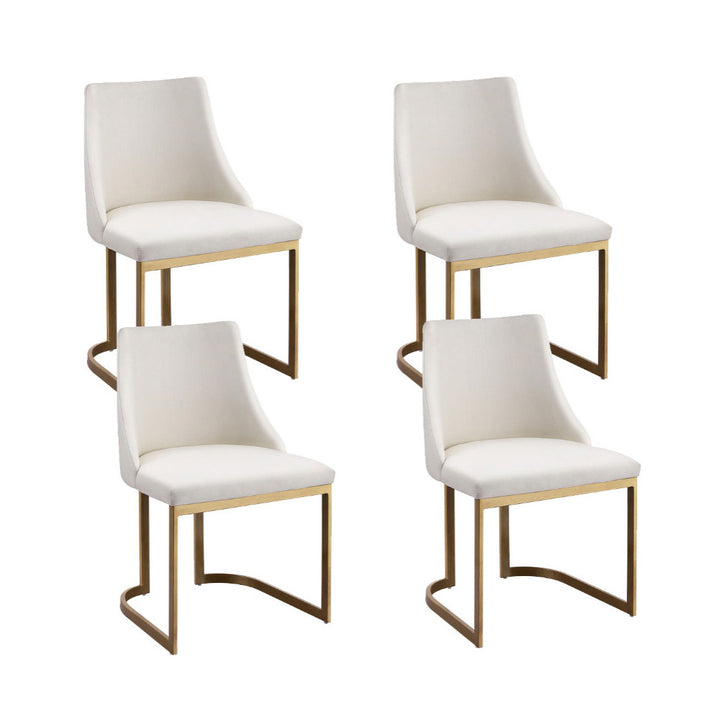 Artiss Linen Fabric Dining Chairs (Set of 4) Cream & Gold