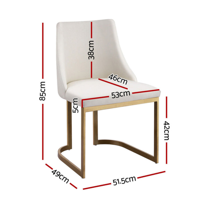 Artiss Linen Fabric Dining Chairs (Set of 4) Cream & Gold