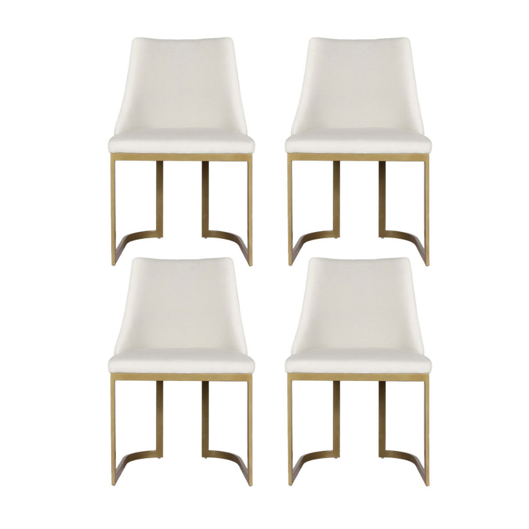 Artiss Linen Fabric Dining Chairs (Set of 4) Cream & Gold