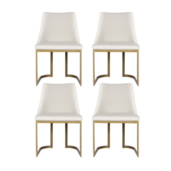 Artiss Linen Fabric Dining Chairs (Set of 4) Cream & Gold