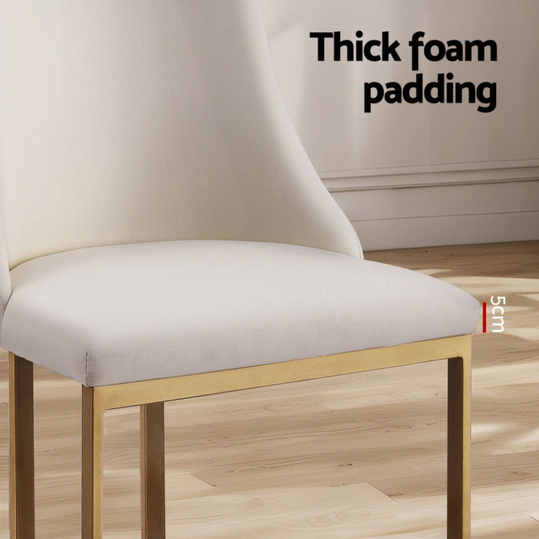 Artiss Linen Fabric Dining Chairs (Set of 4) Cream & Gold