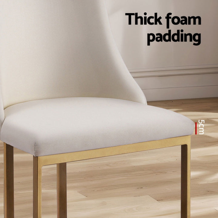 Artiss Linen Fabric Dining Chairs (Set of 4) Cream & Gold