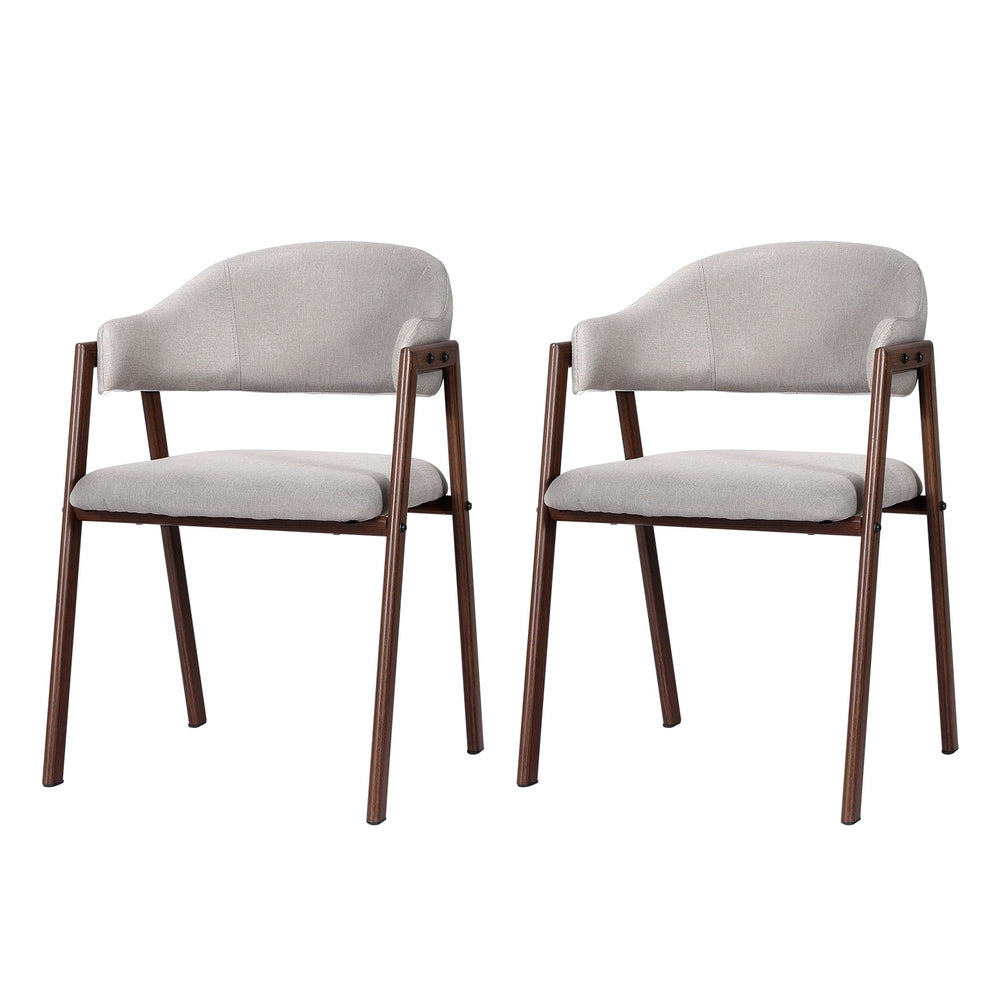 Artiss Linen Fabric Kitchen Dining Chairs (Set of 2) Grey