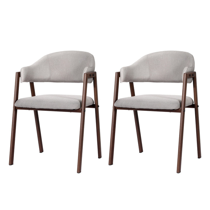 Artiss Linen Fabric Kitchen Dining Chairs (Set of 2) Grey