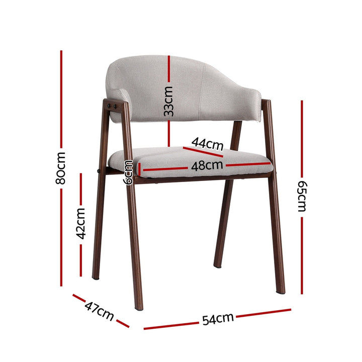 Artiss Linen Fabric Kitchen Dining Chairs (Set of 2) Grey