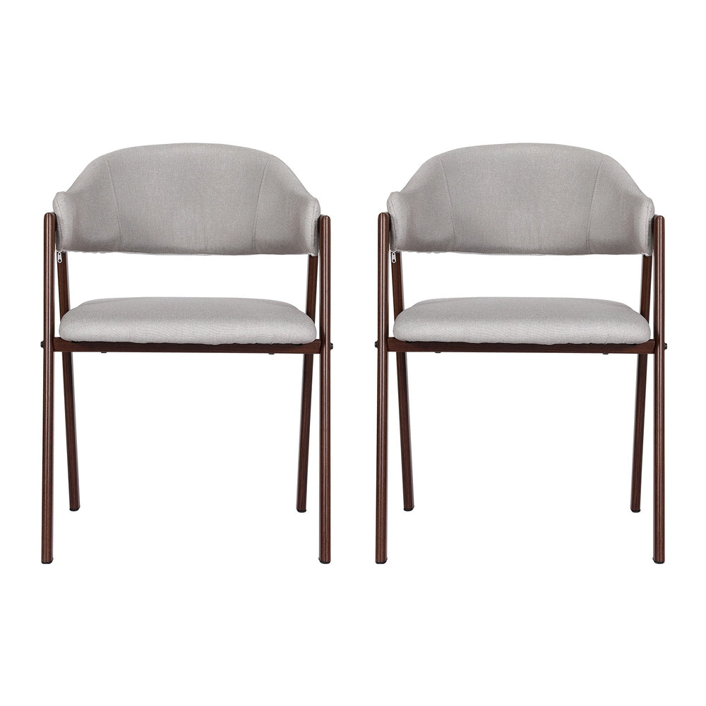 Artiss Linen Fabric Kitchen Dining Chairs (Set of 2) Grey