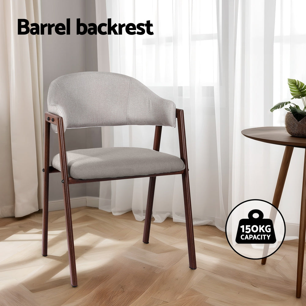 Artiss Linen Fabric Kitchen Dining Chairs (Set of 2) Grey
