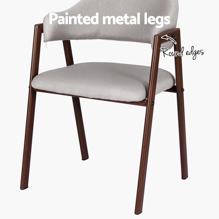Artiss Linen Fabric Kitchen Dining Chairs (Set of 2) Grey