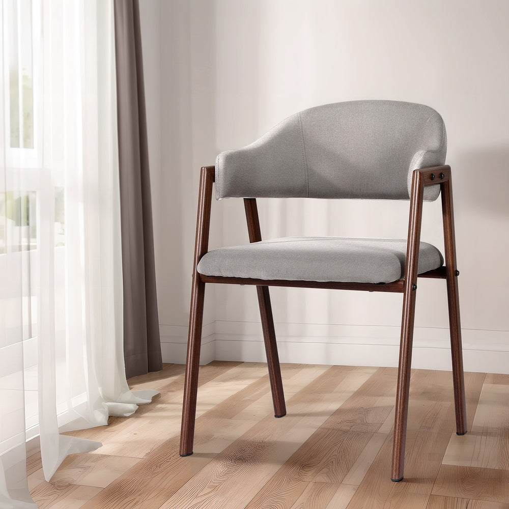 Artiss Linen Fabric Kitchen Dining Chairs (Set of 2) Grey