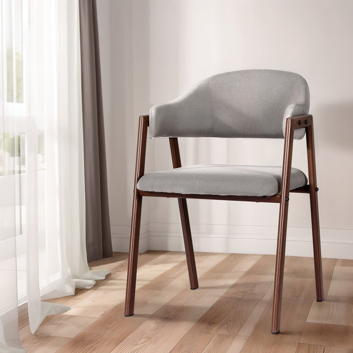 Artiss Linen Fabric Kitchen Dining Chairs (Set of 2) Grey