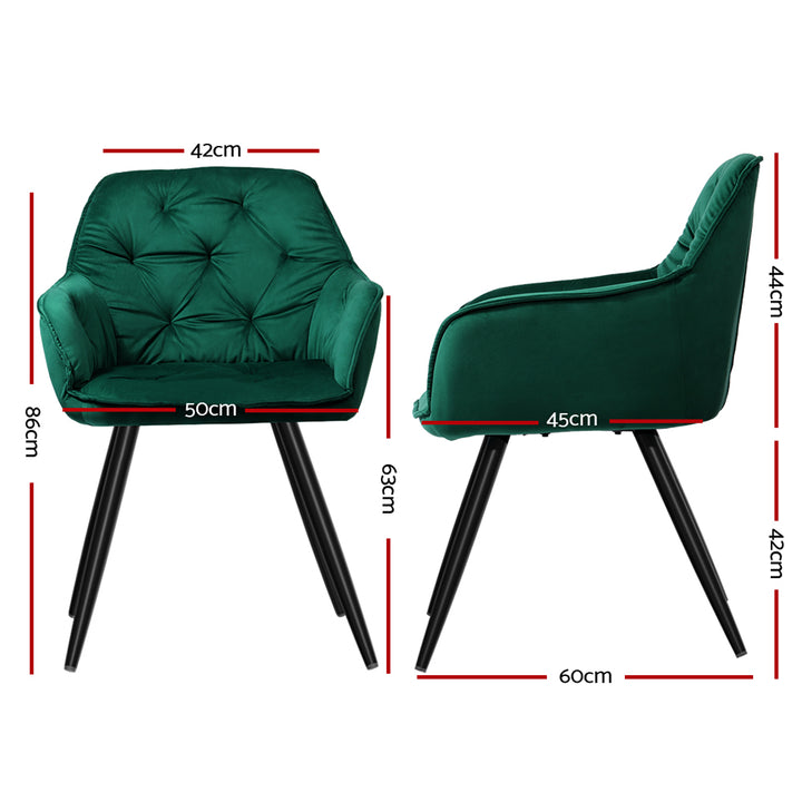 Artiss Velvet Fabric Dining Chairs Diamond Tufted (Set of 2) Green