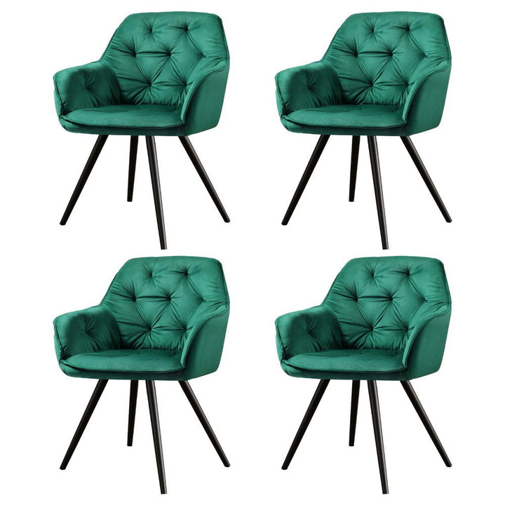 Artiss Velvet Fabric Dining Chairs Diamond Tufted (Set of 4) Green
