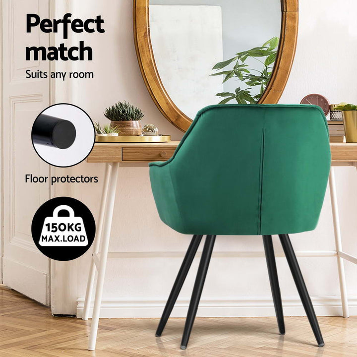 Artiss Velvet Fabric Dining Chairs Diamond Tufted (Set of 4) Green