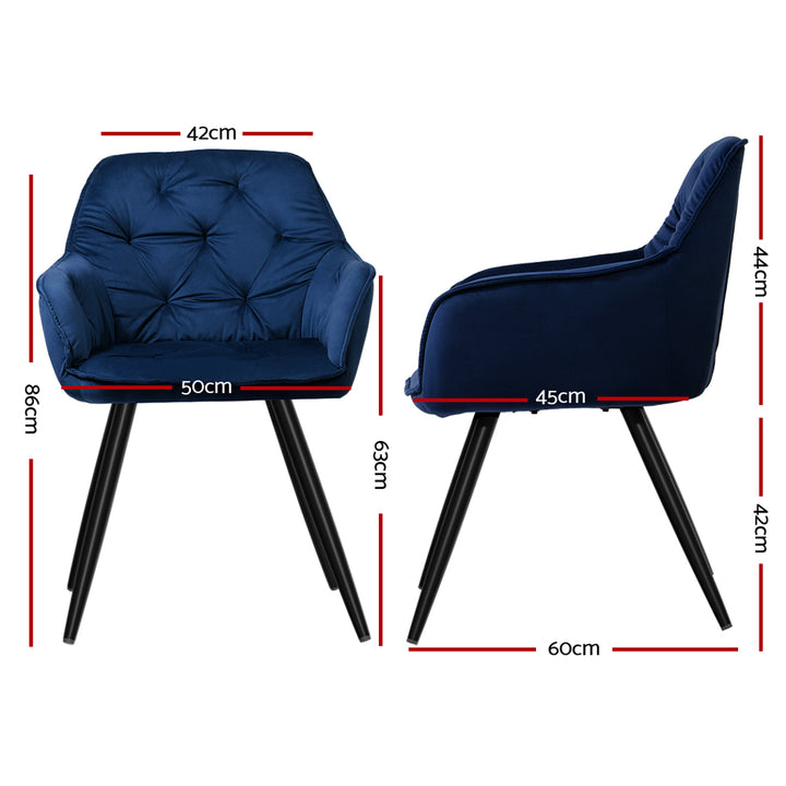 Artiss Velvet Fabric Dining Chairs Diamond Tufted (Set of 2) Blue