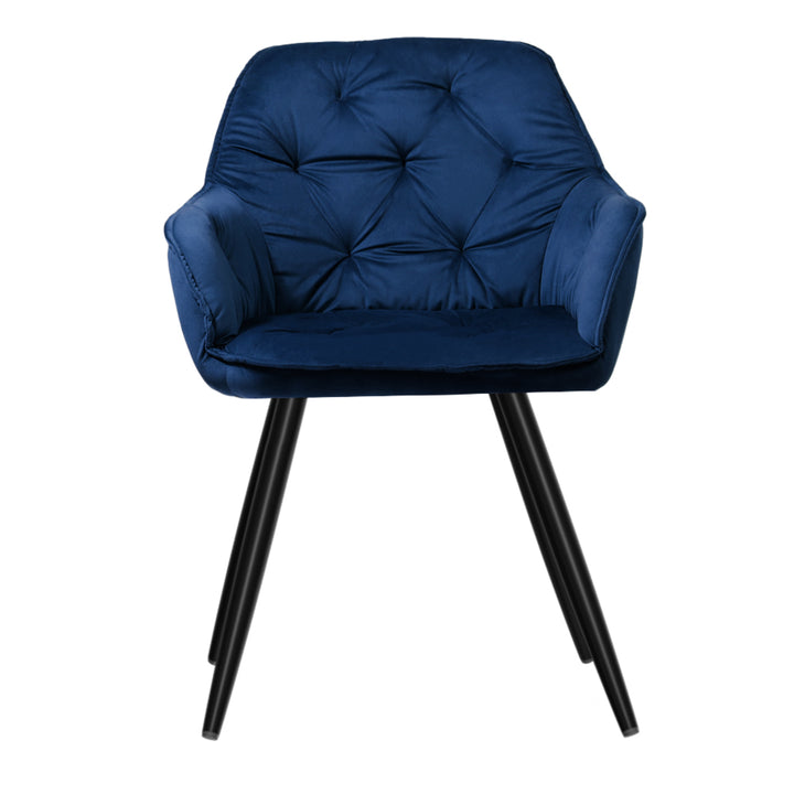 Artiss Velvet Fabric Dining Chairs Diamond Tufted (Set of 2) Blue