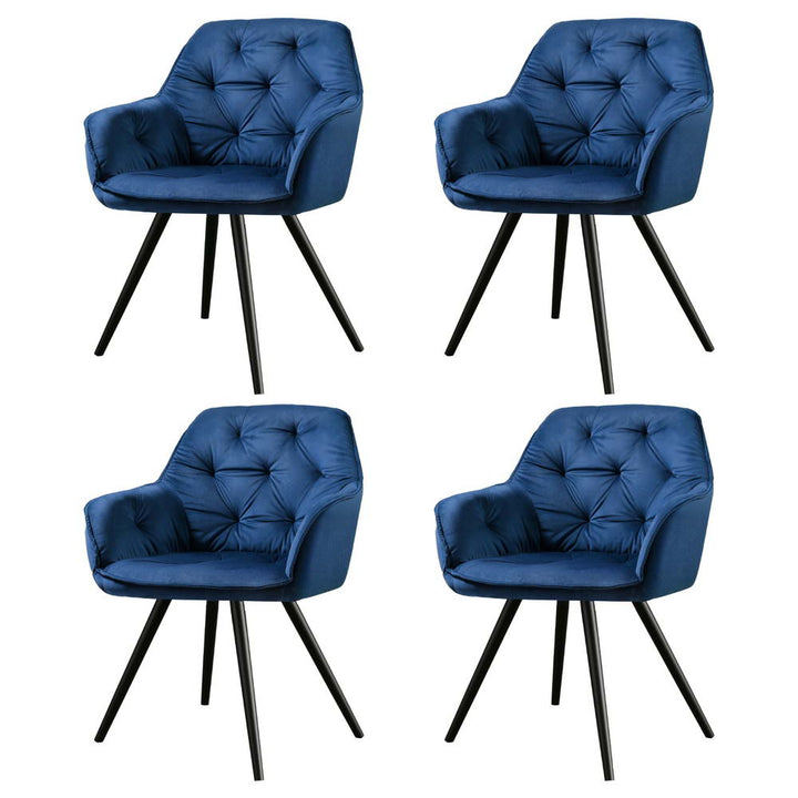 Artiss Velvet Fabric Dining Chairs Diamond Tufted (Set of 4) Blue