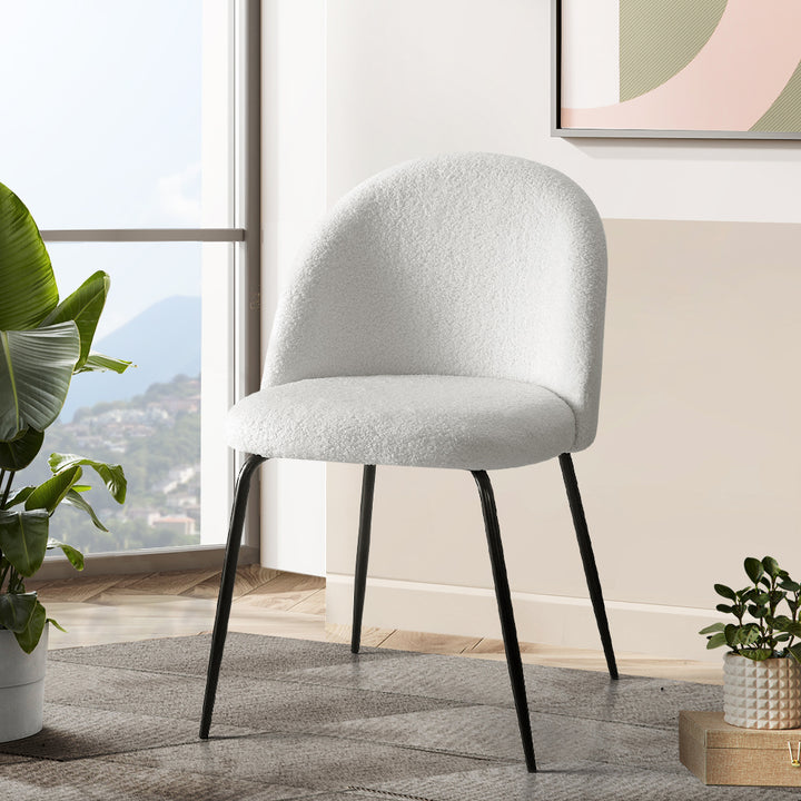 Artiss Fabric Kitchen Dining Chairs Boucle (Set of 2) White