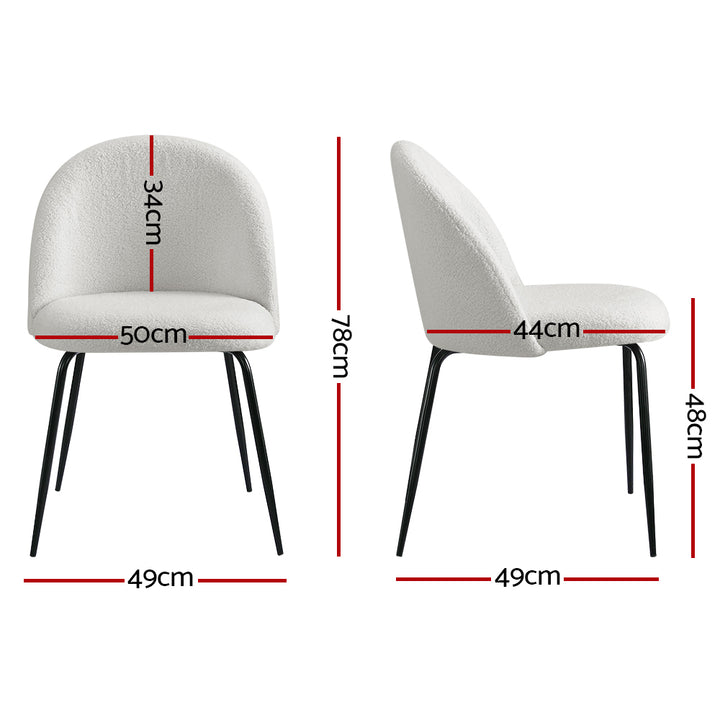 Artiss Fabric Kitchen Dining Chairs Boucle (Set of 2) White