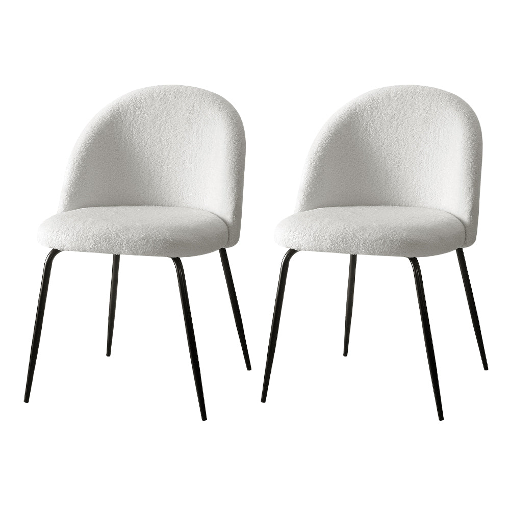 Artiss Fabric Kitchen Dining Chairs Boucle (Set of 2) White