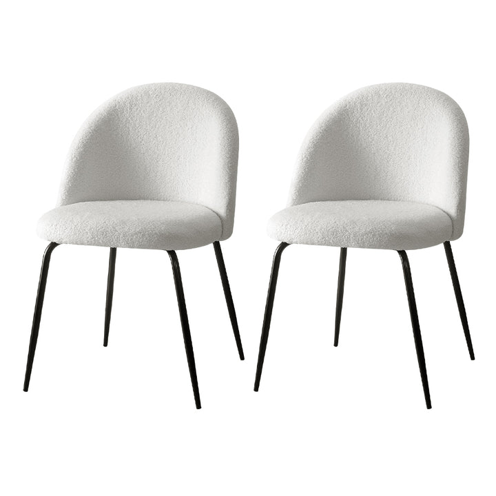 Artiss Fabric Kitchen Dining Chairs Boucle (Set of 2) White