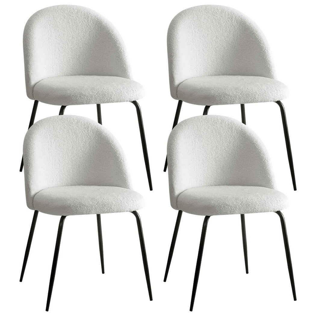 Artiss Fabric Kitchen Dining Chairs Boucle (Set of 4) White