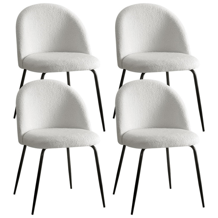 Artiss Fabric Kitchen Dining Chairs Boucle (Set of 4) White