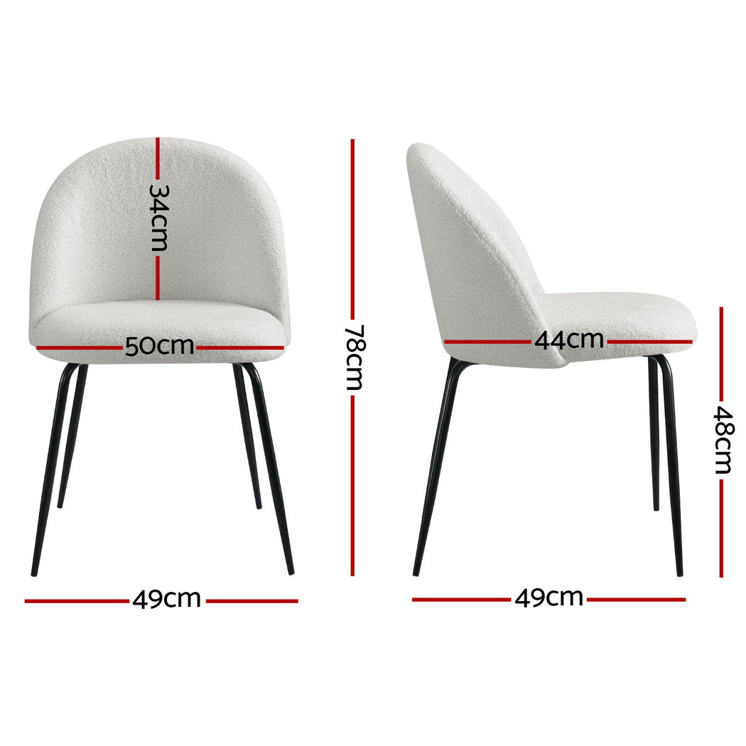 Artiss Fabric Kitchen Dining Chairs Boucle (Set of 4) White