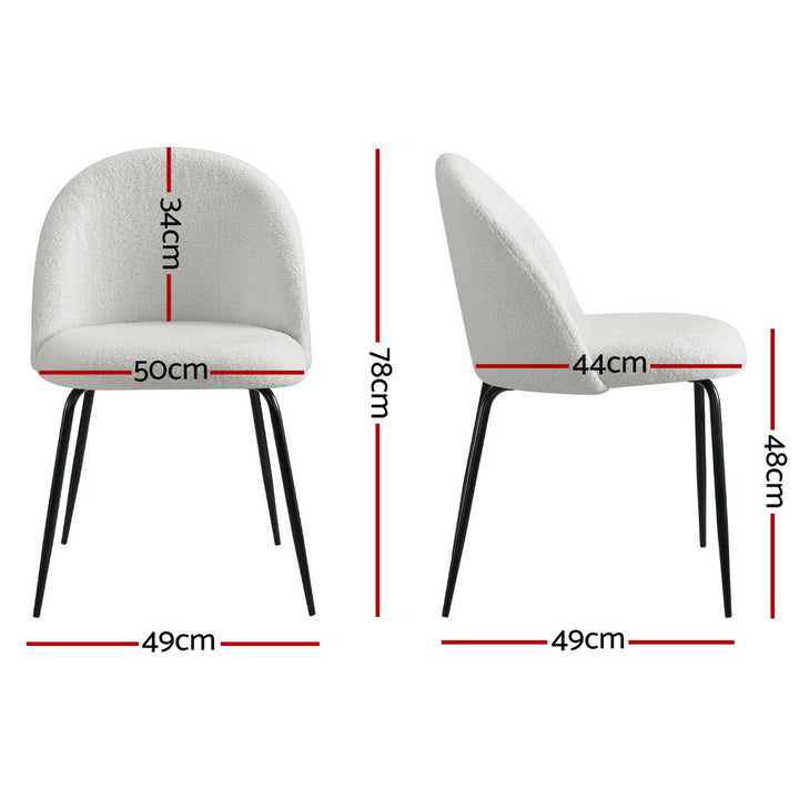 Artiss Fabric Kitchen Dining Chairs Boucle (Set of 4) White