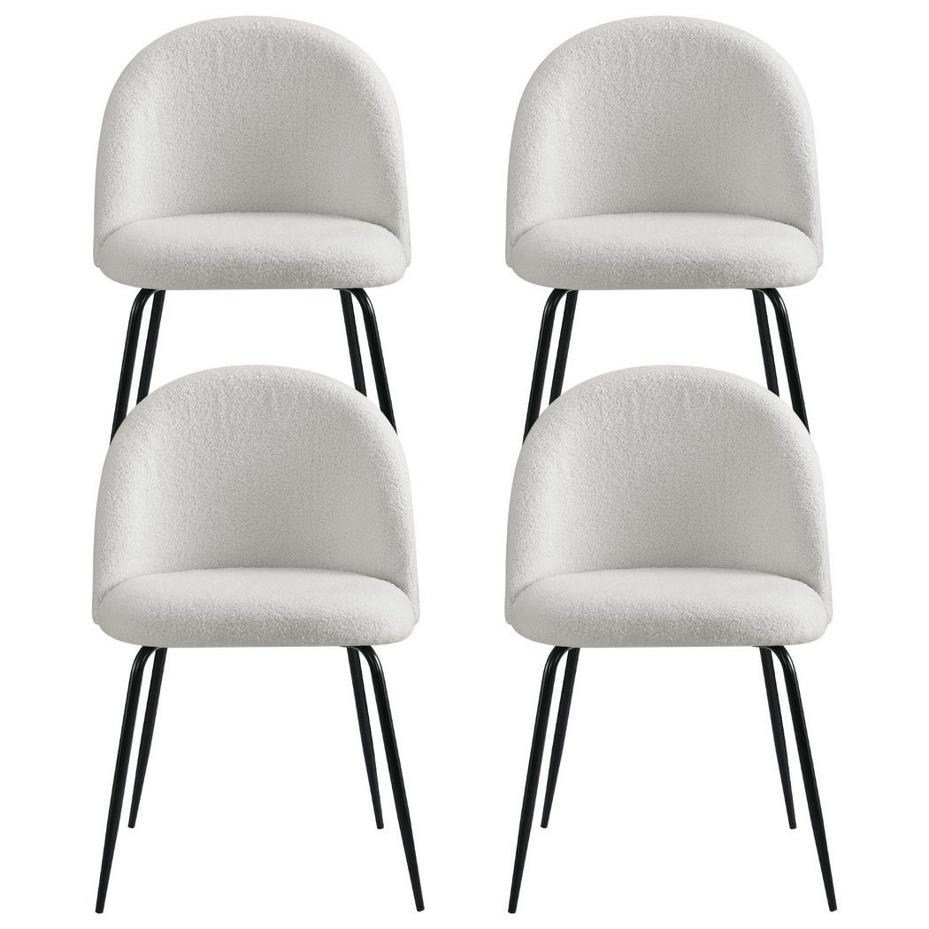Artiss Fabric Kitchen Dining Chairs Boucle (Set of 4) White