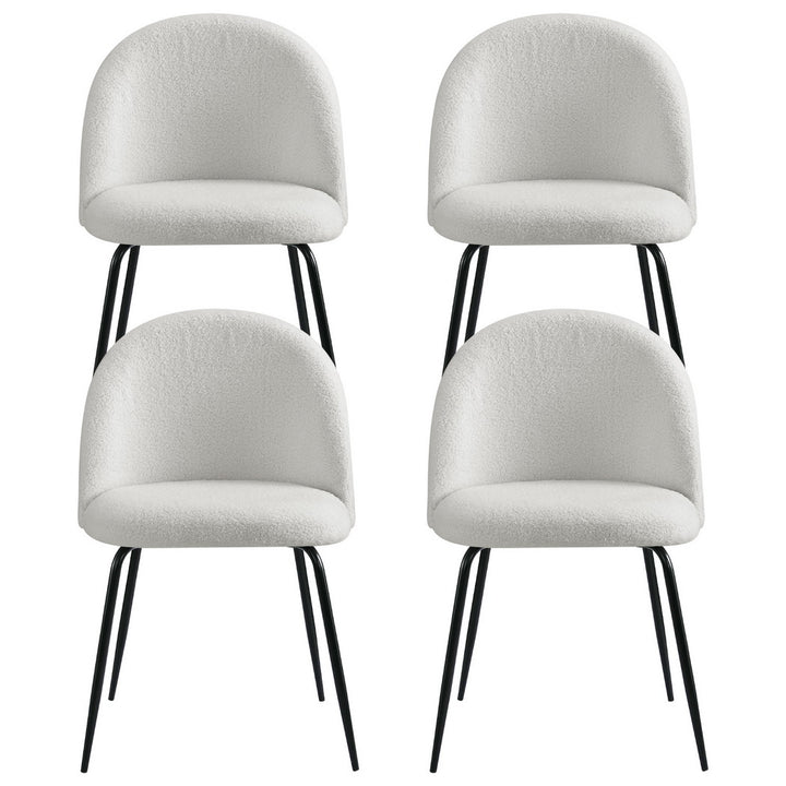 Artiss Fabric Kitchen Dining Chairs Boucle (Set of 4) White
