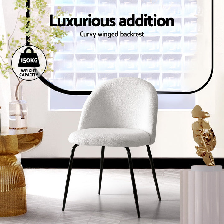 Artiss Fabric Kitchen Dining Chairs Boucle (Set of 4) White