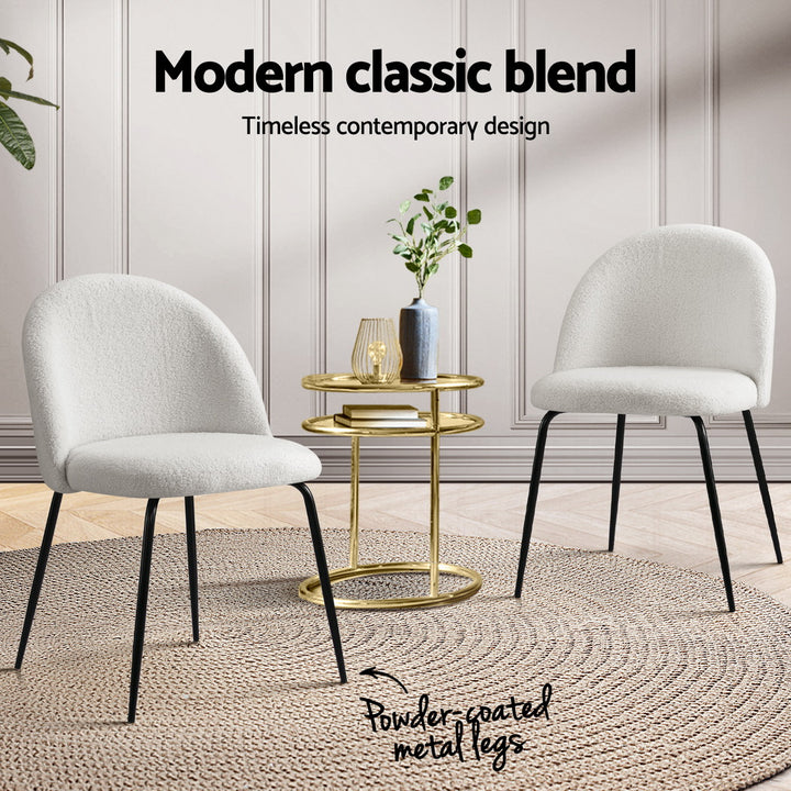 Artiss Fabric Kitchen Dining Chairs Boucle (Set of 4) White