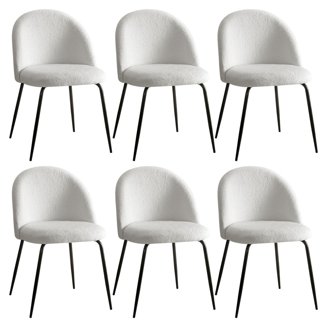 Artiss Fabric Kitchen Dining Chairs Boucle (Set of 6) White