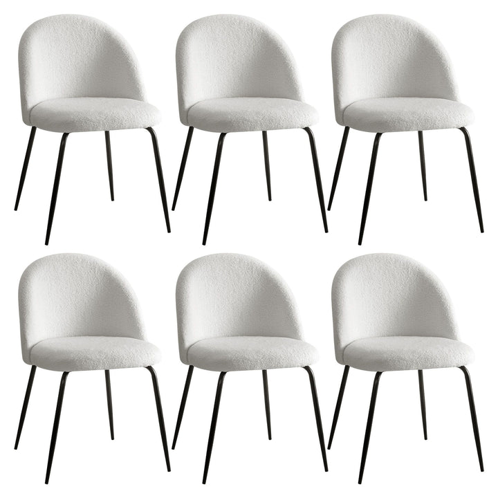 Artiss Fabric Kitchen Dining Chairs Boucle (Set of 6) White