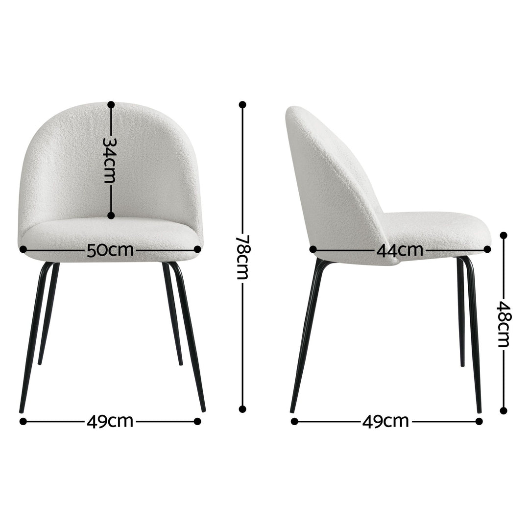 Artiss Fabric Kitchen Dining Chairs Boucle (Set of 6) White