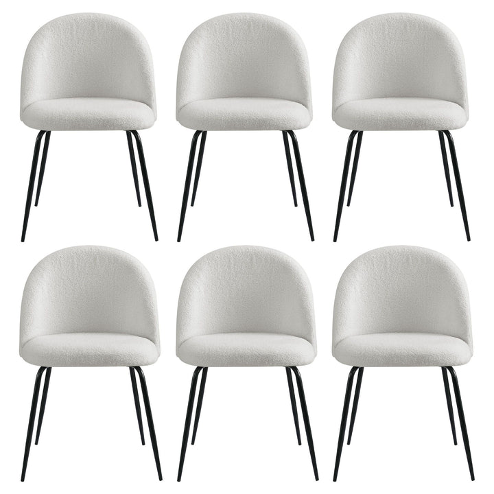 Artiss Fabric Kitchen Dining Chairs Boucle (Set of 6) White