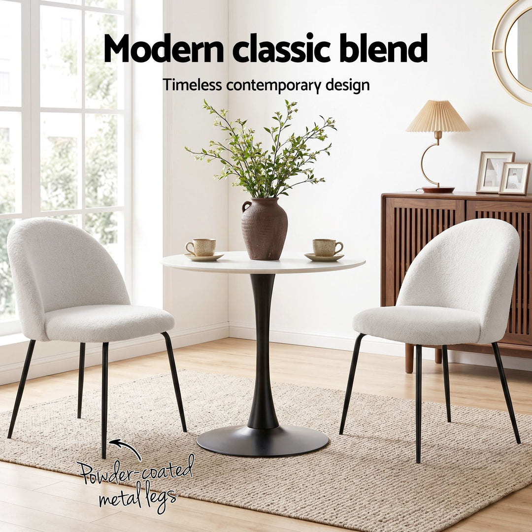 Artiss Fabric Kitchen Dining Chairs Boucle (Set of 6) White