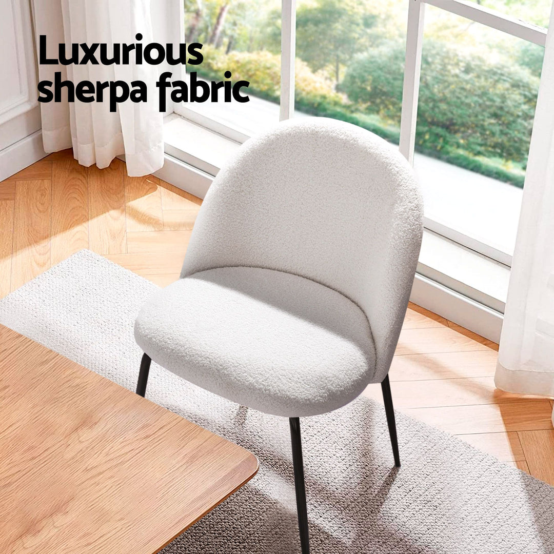 Artiss Fabric Kitchen Dining Chairs Boucle (Set of 6) White